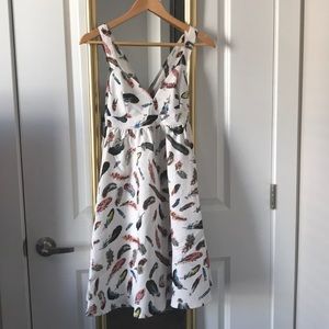 Feather Printer Midi Dress